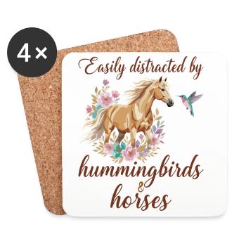 Kolibris und Pferde Reiten Reiten Reiter - Untersetzer (4er-Set) - Weiß - Vorne
