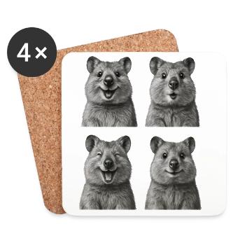 Quokkas heureux - Dessous de verre (lot de 4) - blanc - Devant