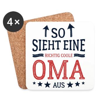 So sieht eine coole Oma aus Beste Großmutter - Untersetzer (4er-Set) - Weiß - Vorne