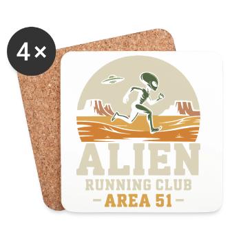 Lustige Area 51 Alien UFO Laufläufer - Untersetzer (4er-Set) - Weiß - Vorne