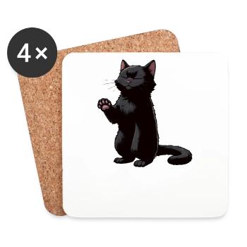 Parler à la patte Chat Chats Chat Noir - Dessous de verre (lot de 4) - blanc - Devant