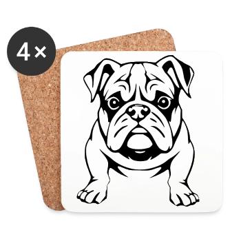 Bouledogue noir et blanc chiens T-shirt cadeau - Dessous de verre (lot de 4) - blanc - Devant