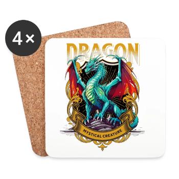 Drache Fantasie Magie Mystik Mythologie Kreatur - Untersetzer (4er-Set) - Weiß - Vorne