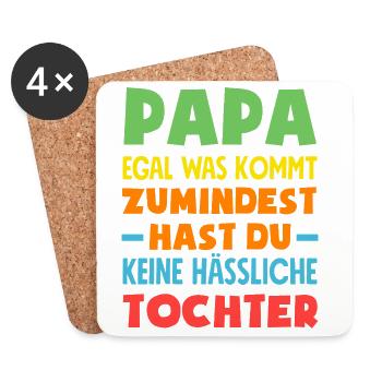 Lustiges Vatertag Geschenk Papa Bier - Untersetzer (4er-Set) - Weiß - Vorne