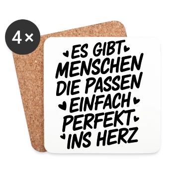 Menschen die passen einfach perfekt ins Herz - Untersetzer (4er-Set) - Weiß - Vorne