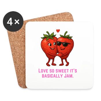Cuddly Strawberries Love Jam Jam - Coasters (set of 4) - white - Front