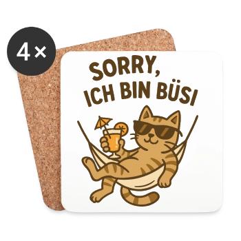 Keine Zeit - ich bin Büsi - Untersetzer (4er-Set) - Weiß - Vorne