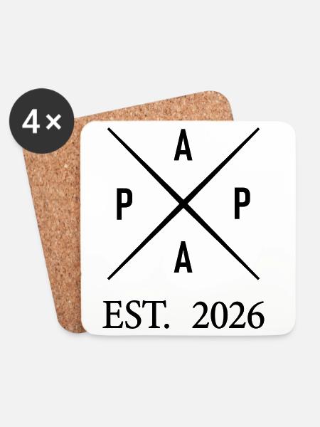 Papa Est. 2026 - Untersetzer (4er-Set) - Weiß