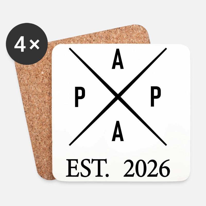 Papa Est. 2026 - Untersetzer (4er-Set) - Weiß
