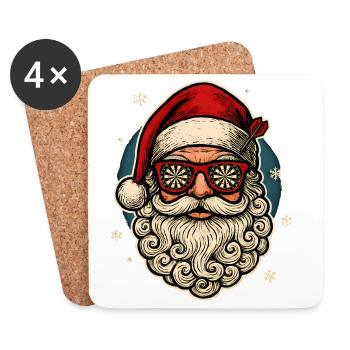 Drôles de fléchettes Père Noël Cadeau de chemise - Dessous de verre (lot de 4) - blanc - Devant