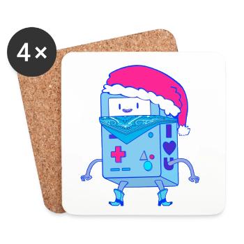 Kawaii Christmas Robot Santa Bot - Coasters (set of 4) - white - Front