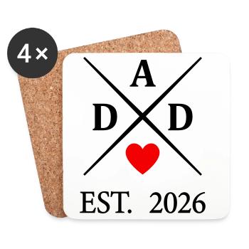 Dad Heart EST. 2026  - Untersetzer (4er-Set) - Weiß - Vorne