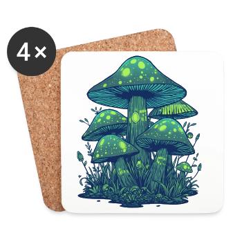 Green luminescent mushrooms - Coasters (set of 4) - white - Front