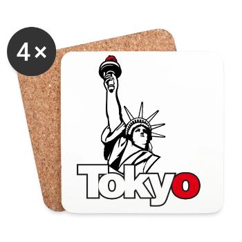 Tokyo Liberty – T-shirt parodie urbaine - Dessous de verre (lot de 4) - blanc - Devant