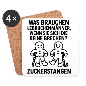 zuckerstangen lebkuchen advent witz - Untersetzer (4er-Set) - Weiß - Vorne
