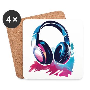 Headset Kopfhörer - Untersetzer (4er-Set) - Weiß - Vorne