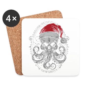 Dark Xmas Schädel – Kraken Oktopus Tentakel - Untersetzer (4er-Set) - Weiß - Vorne
