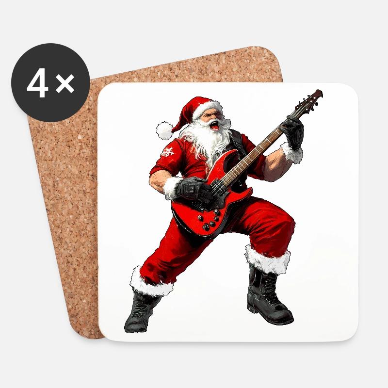 Gitarristen Weihnachten - Untersetzer (4er-Set) - Weiß