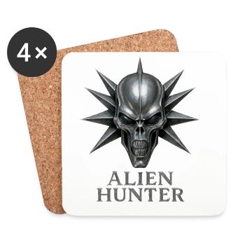 Emblème du Crâne du Chasseur Extraterrestre - Dessous de verre (lot de 4) - blanc - Devant