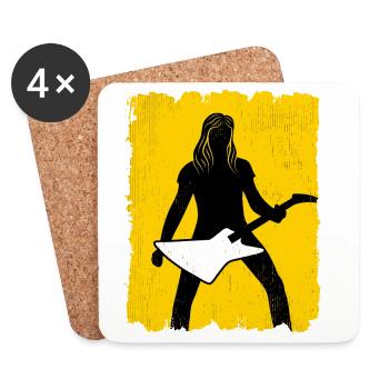 Affiche graffiti Silhouette du guitariste - Dessous de verre (lot de 4) - blanc - Devant