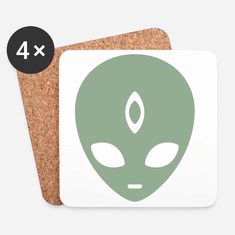 Alien Third Eye Minimalist - Untersetzer (4er-Set) - Weiß