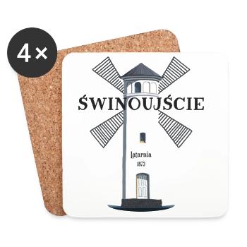 Świnoujście Lighthouse, Hand Drawing Poland - Coasters (set of 4) - white - Front