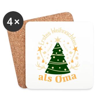 First Christmas as Grandma – Festive Christmas - Coasters (set of 4) - white - Front