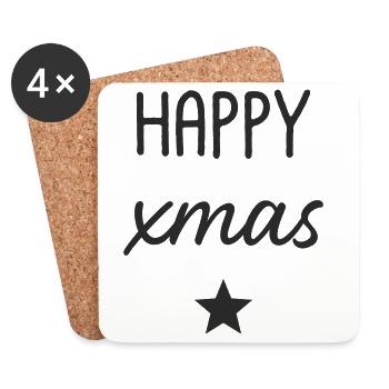 HAPPY Xmas Star Design - Coasters (set of 4) - white - Front
