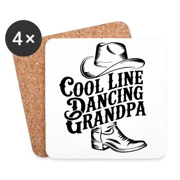 Cool Grandpa Line Dance – Cowboy Hat & Boots - Coasters (set of 4) - white - Front