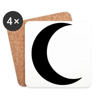 Minimalisme de la silhouette lunaire - Dessous de verre (lot de 4) - blanc - Devant