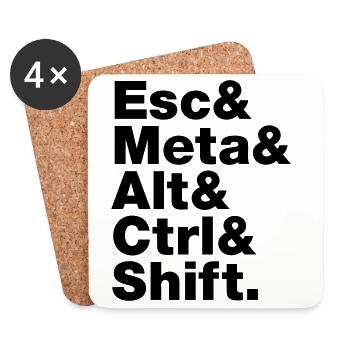 Esc & Meta & Alt & Ctrl & Shift - Coasters (set of 4) - white - Front