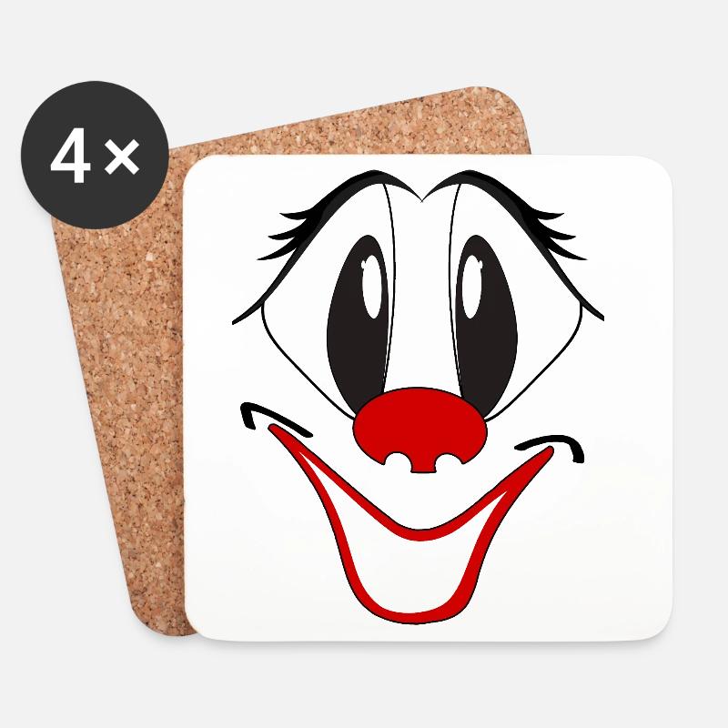 Lachender Clown Cartoon Gesicht - Untersetzer (4er-Set) - Weiß