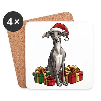 Cadeaux de Noël pour chiens lévriers - Dessous de verre (lot de 4) - blanc - Devant