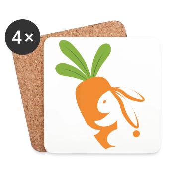 Karottenlächelndes Maskottchen - Untersetzer (4er-Set) - Weiß - Vorne