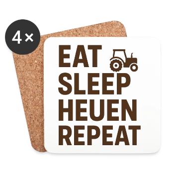Eat Sleep Hay Repeat Tractor Shirt - Coasters (set of 4) - white - Front