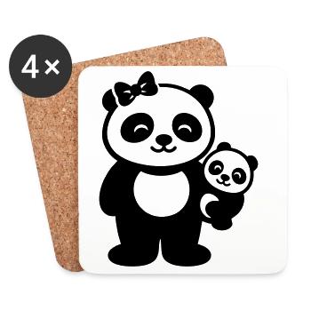 Maman Panda avec cadeau familial bébé - Dessous de verre (lot de 4) - blanc - Devant