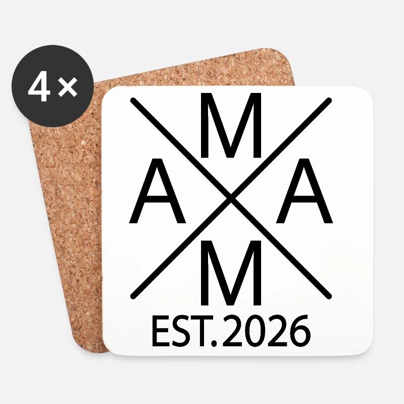 Mama est. 2026 Stolze Mama 2026 - Untersetzer (4er-Set) - Weiß
