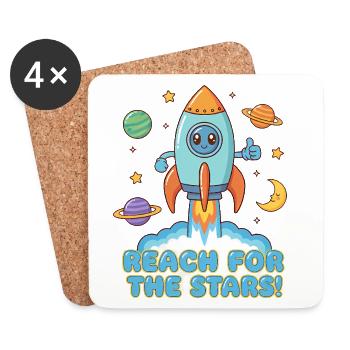 Rocket Journey to the Stars - Reach for the stars - Coasters (set of 4) - white - Front
