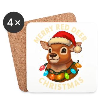 Hirsch Weihnachten Jäger Geschenk Rotwild - Untersetzer (4er-Set) - Weiß - Vorne