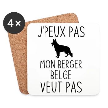 Mon berger belge veut pas  - Dessous de verre (lot de 4) - blanc - Devant