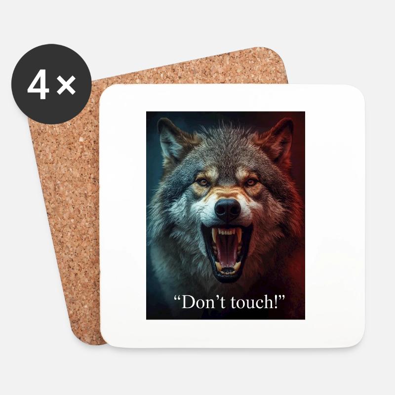 Wolfsangriff Dont Touch - Untersetzer (4er-Set) - Weiß