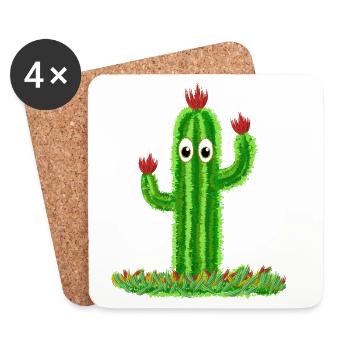 Cactus aux yeux - Dessous de verre (lot de 4) - blanc - Devant