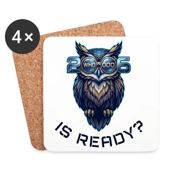 2026 Whooo Is Ready Owl - Dessous de verre (lot de 4) - blanc - Devant