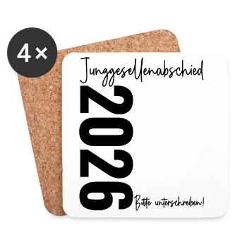 Bachelor Party 2026 Please sign Bachelor Party - Coasters (set of 4) - white - Front