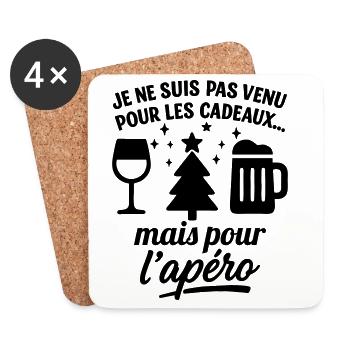 Ich bin hier für den Weihnachtshumor-Aperitif - Untersetzer (4er-Set) - Weiß - Vorne