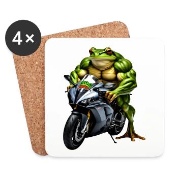 Muscle frog on motorcycle - Coasters (set of 4) - white - Front