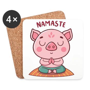 Namaste Zen Pig - Coasters (set of 4) - white - Front