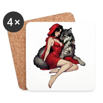 Little Red Riding Hood with the Bad Wolf - Coasters (set of 4) - white - Front