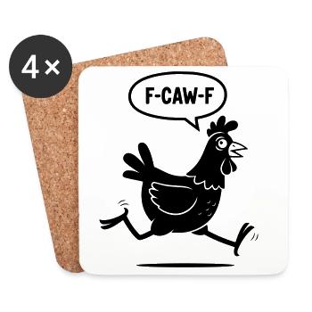 F-CAW-F Racing Chicken – Panic Chicken - Coasters (set of 4) - white - Front