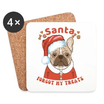 Santa Forgot My Treats – Frenchie Christmas - Coasters (set of 4) - white - Front